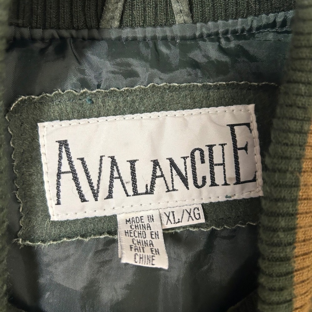 genuine‎ suede preppy tan green bomber varsity jacket avalanche size xl - Picture 4 of 12